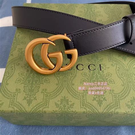 Gucci 皮帶 3公分 黑色配復古金 Logo 